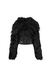 FAUX FUR CROPPED JACKET / BLK