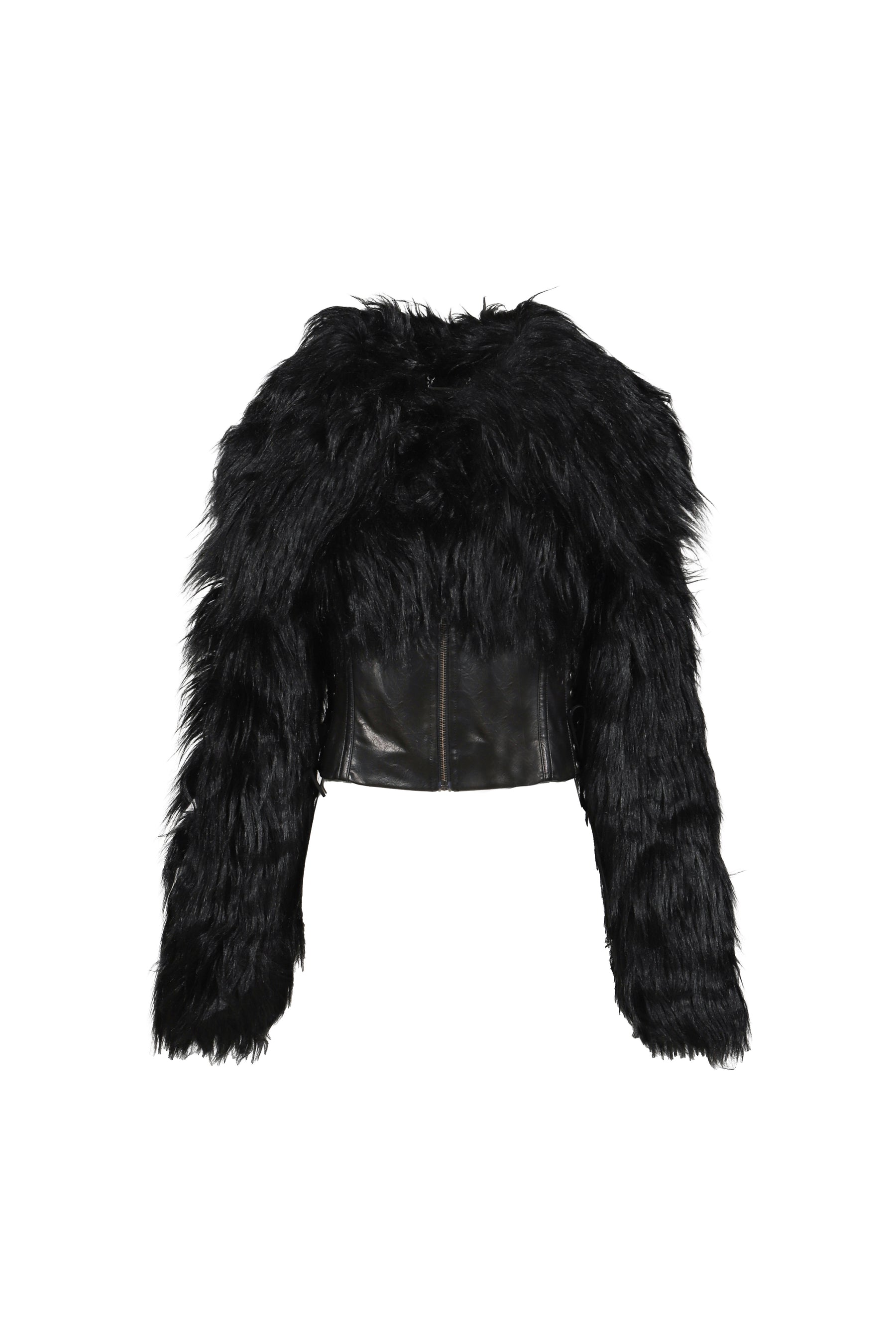 FAUX FUR CROPPED JACKET / BLK