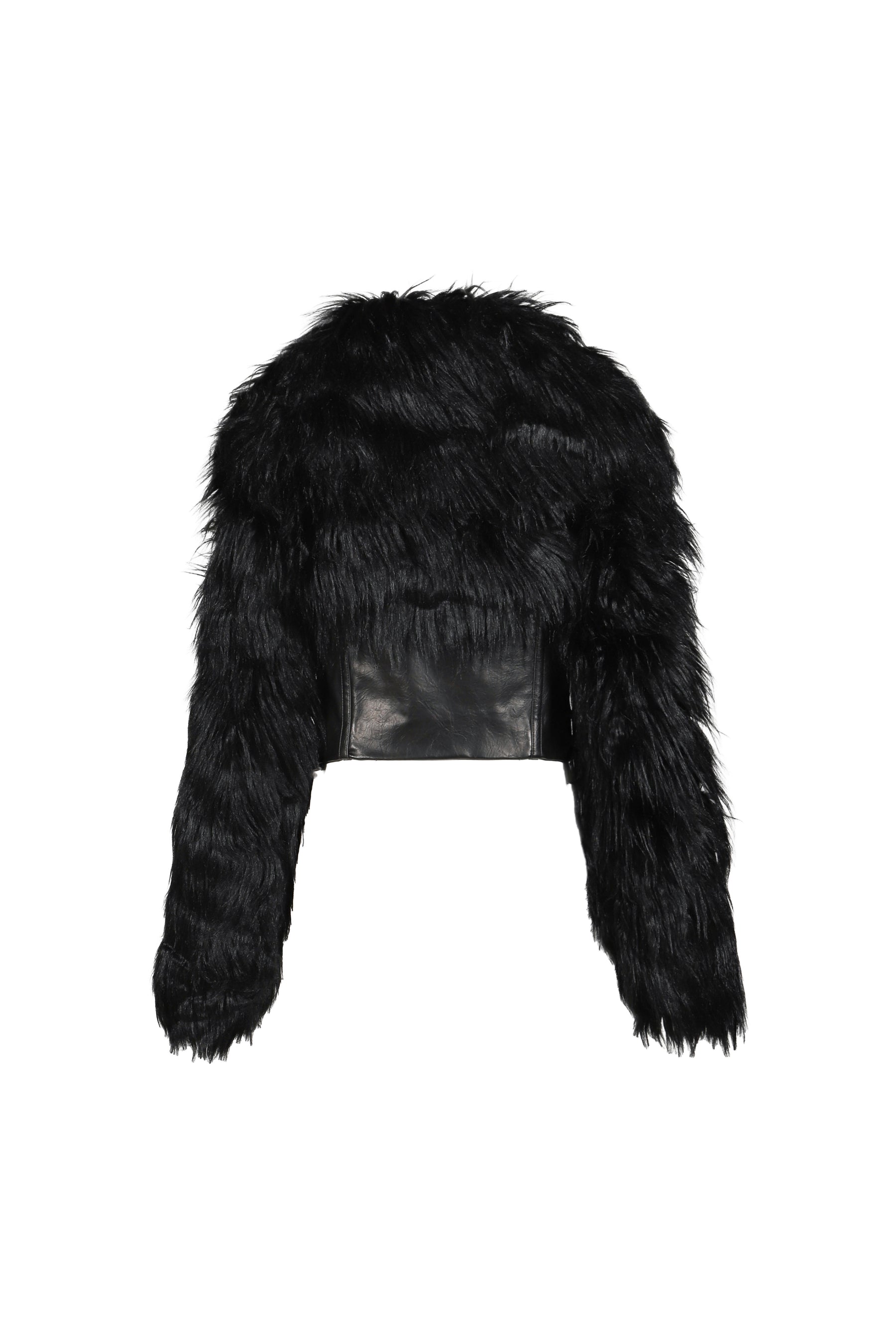 FAUX FUR CROPPED JACKET / BLK