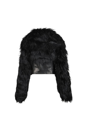 FAUX FUR CROPPED JACKET / BLK