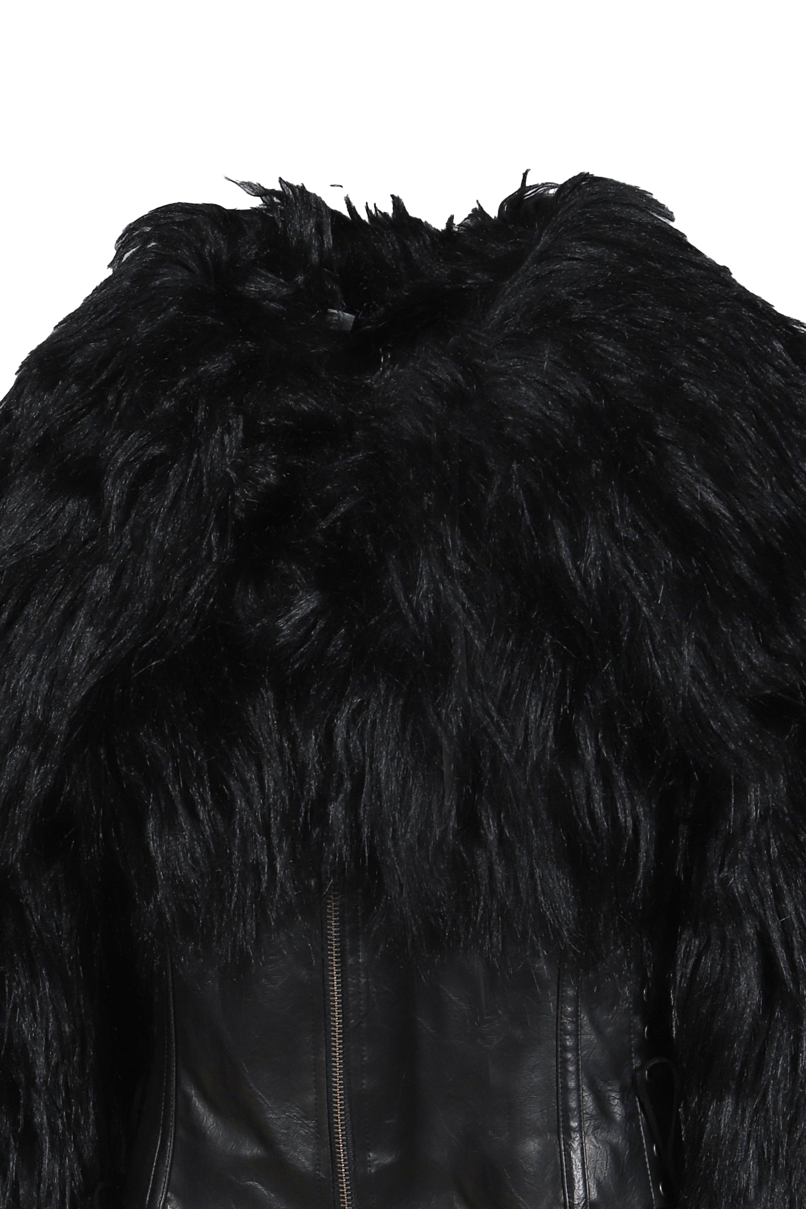 FAUX FUR CROPPED JACKET / BLK