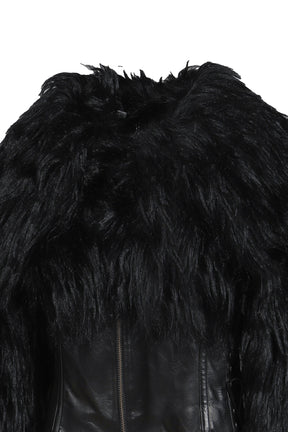 FAUX FUR CROPPED JACKET / BLK