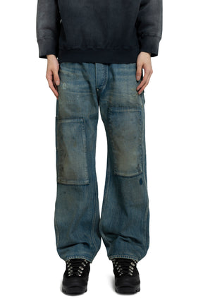 MINER'S REPAIRED DENIM WORK PANTS / AGED IND 