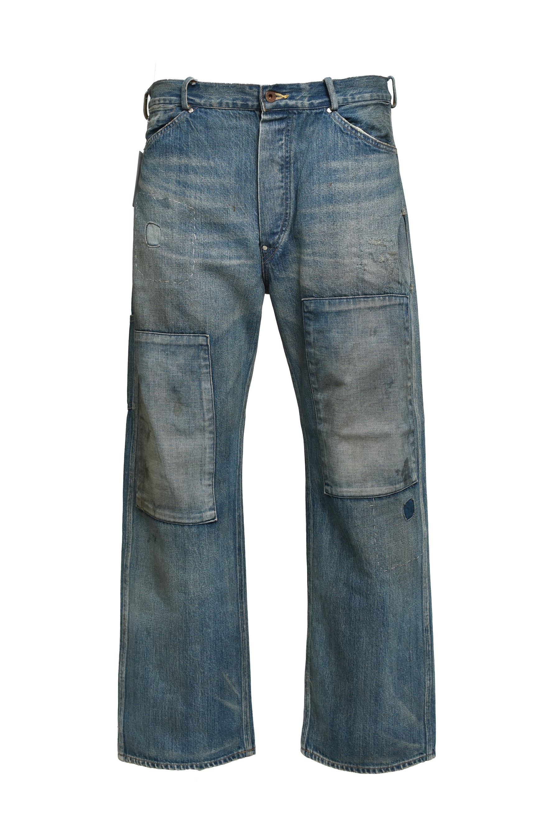 MINER'S REPAIRED DENIM WORK PANTS / AGED IND 