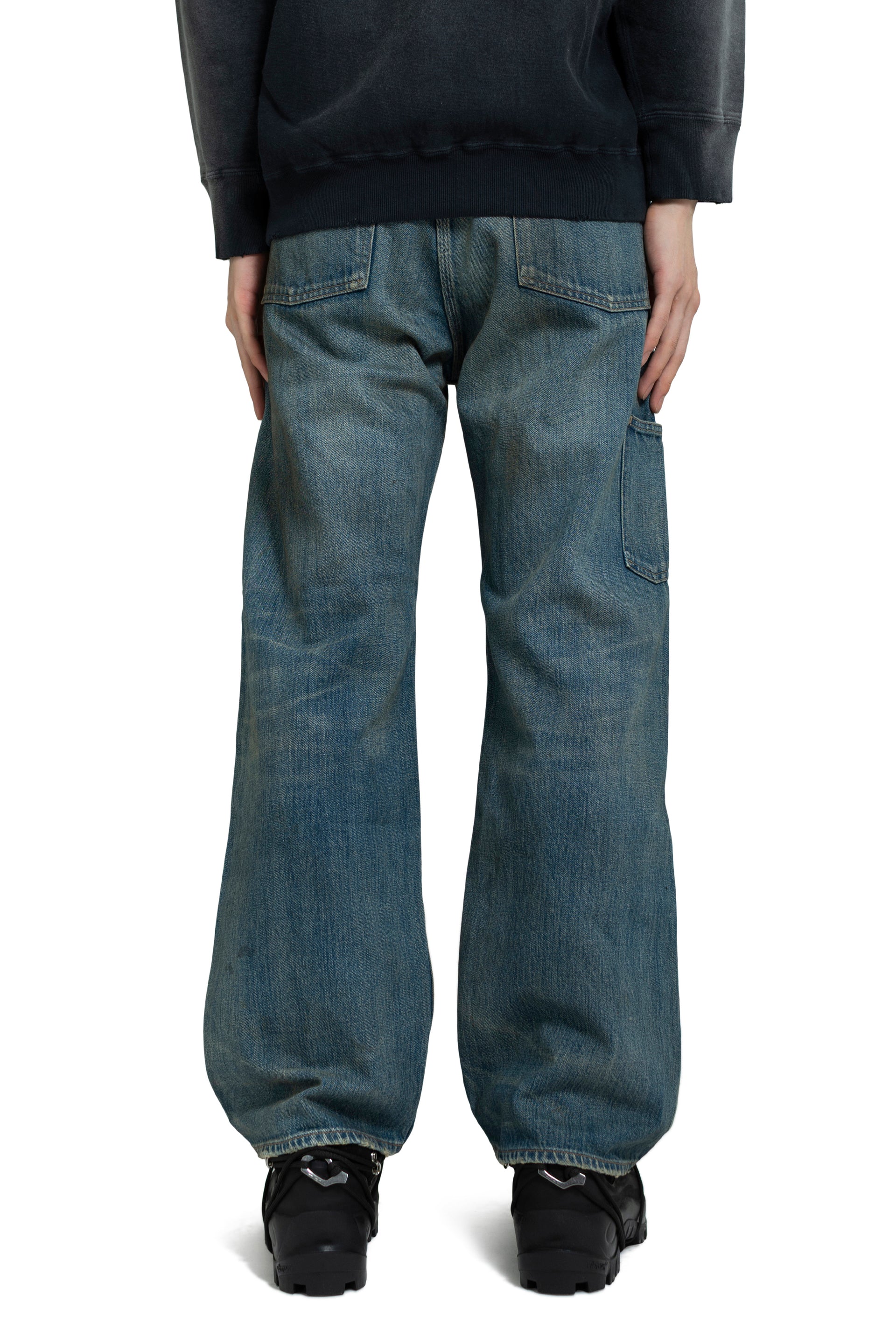 MINER'S REPAIRED DENIM WORK PANTS / AGED IND