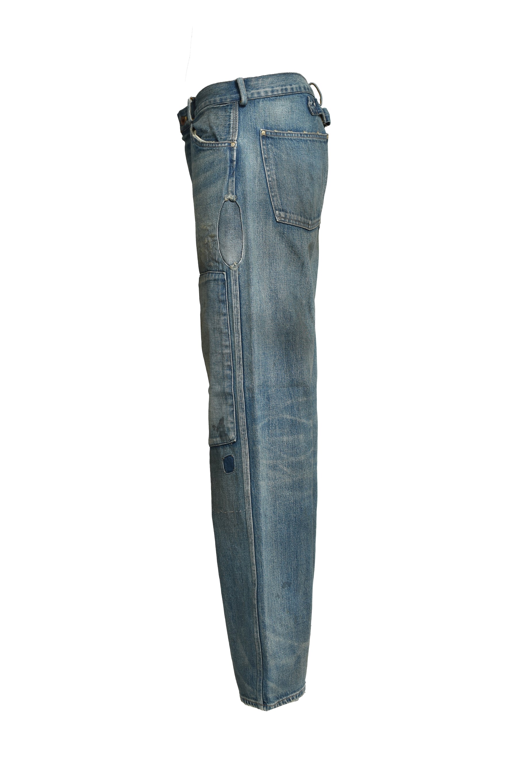 MINER'S REPAIRED DENIM WORK PANTS / AGED IND 