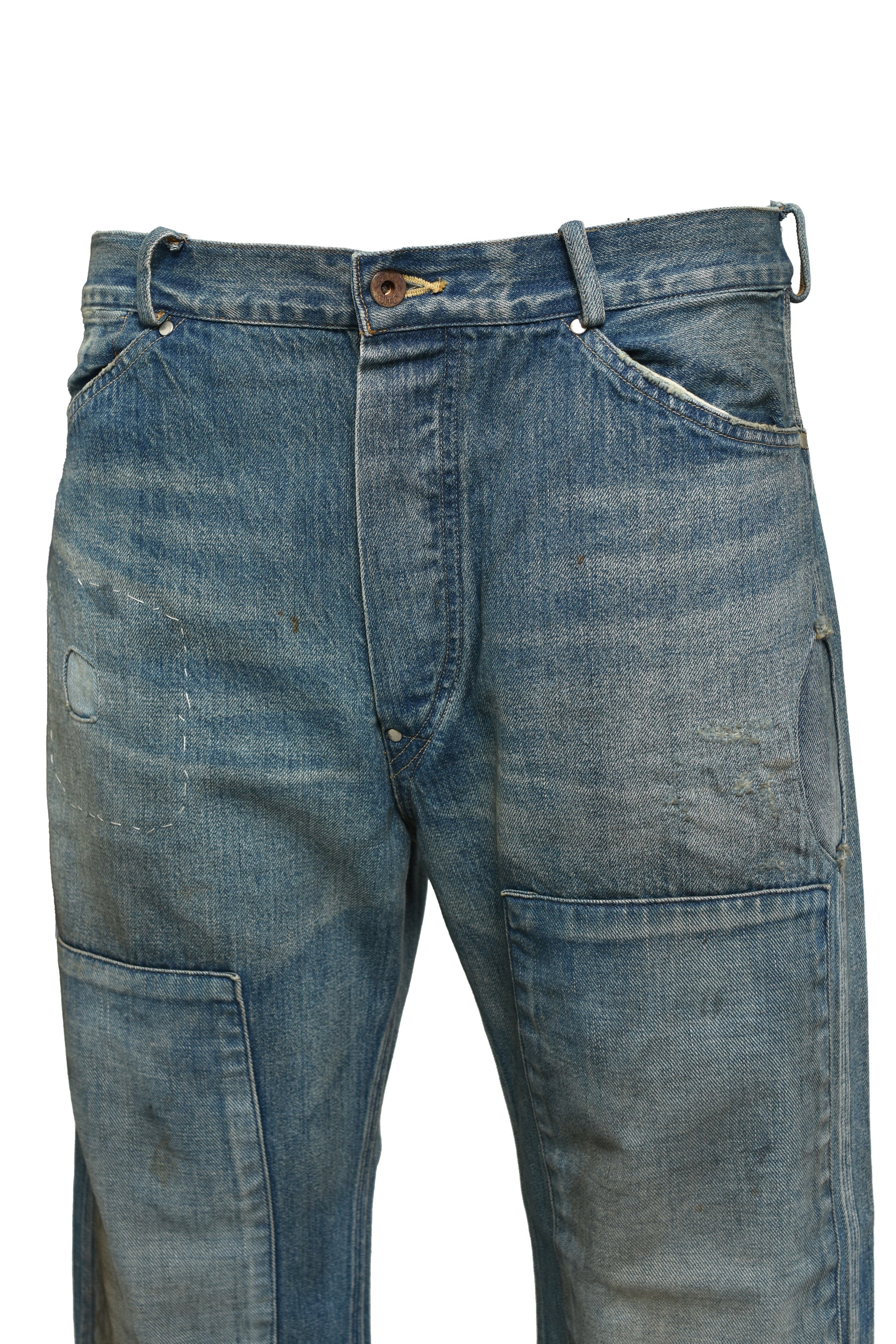 MINER'S REPAIRED DENIM WORK PANTS / AGED IND 