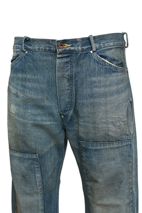 MINER'S REPAIRED DENIM WORK PANTS / AGED IND 