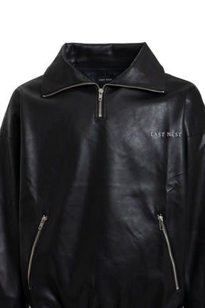 LAST NEST ラストネスト FW23 LEATHER HALF ZIP / BLK -NUBIAN