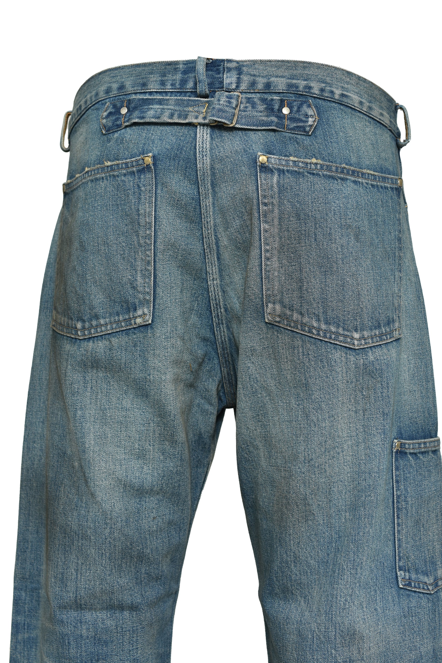 MINER'S REPAIRED DENIM WORK PANTS / AGED IND 
