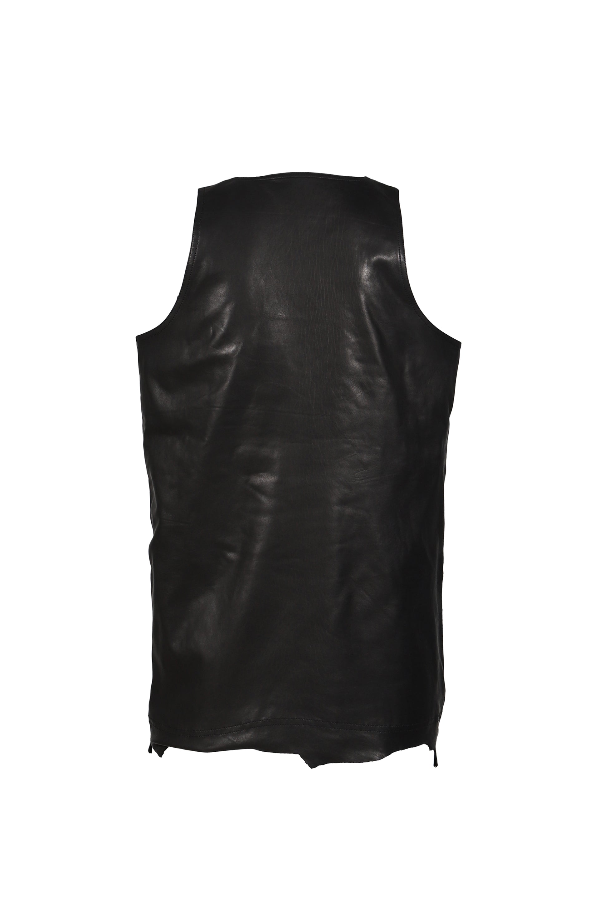 RAW LEATHER TANK TOP / BLK