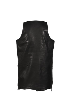 RAW LEATHER TANK TOP / BLK
