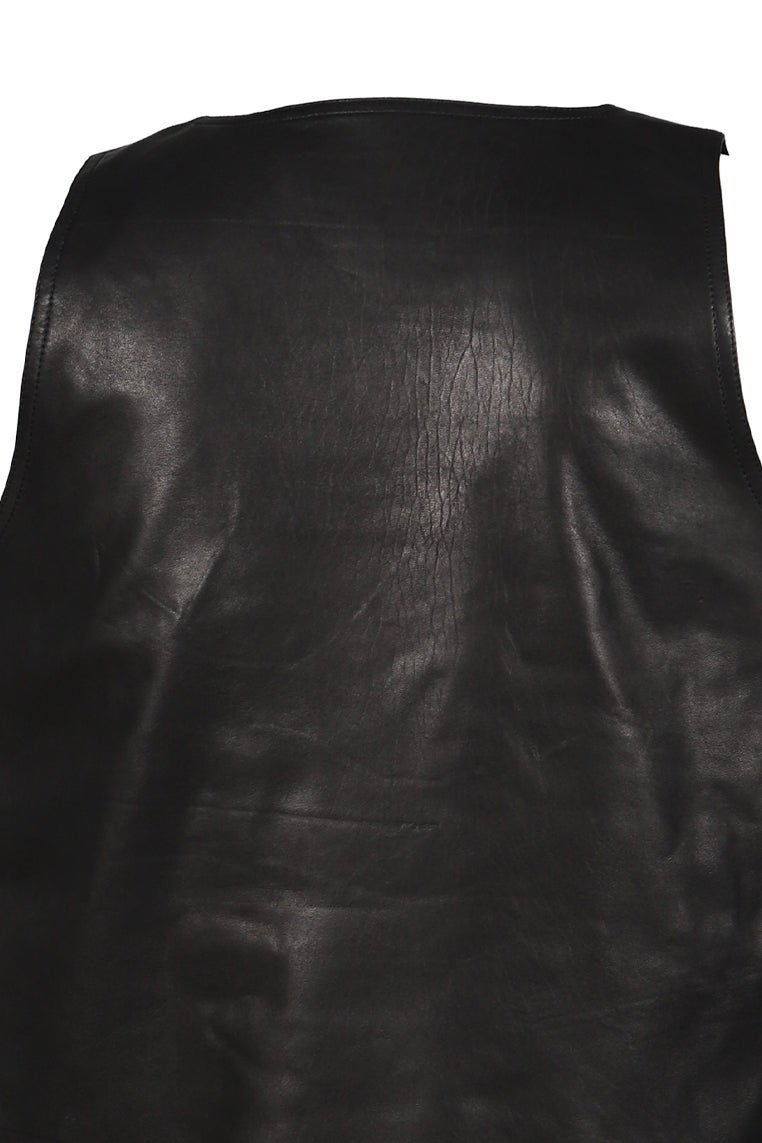RAW LEATHER TANK TOP / BLK