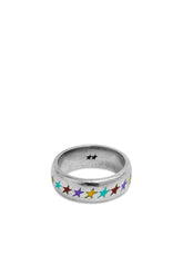 ENAMELED MULTICOLOR STARLINE RING M / SIL
