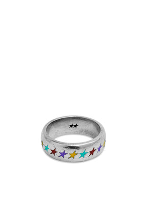 ENAMELED MULTICOLOR STARLINE RING M / SIL
