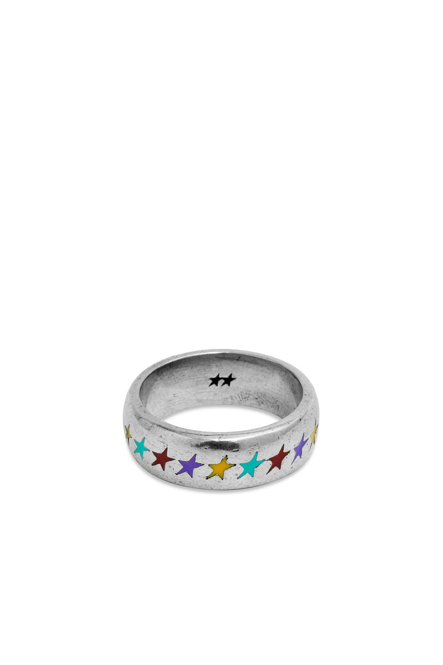 ENAMELED MULTICOLOR STARLINE RING M / SIL
