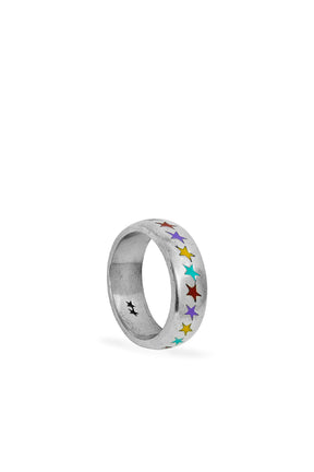 ENAMELED MULTICOLOR STARLINE RING M / SIL