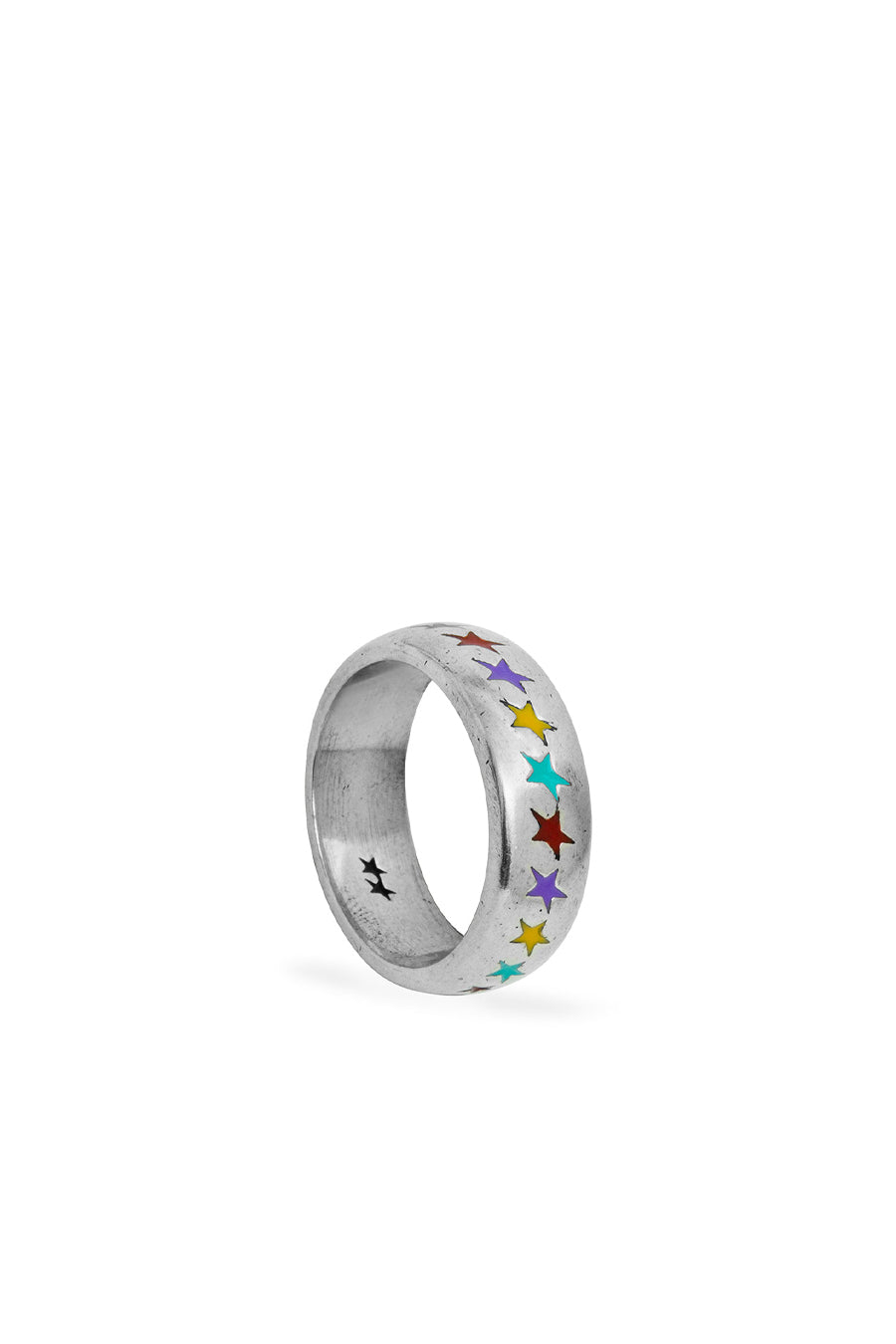 ENAMELED MULTICOLOR STARLINE RING M / SIL
