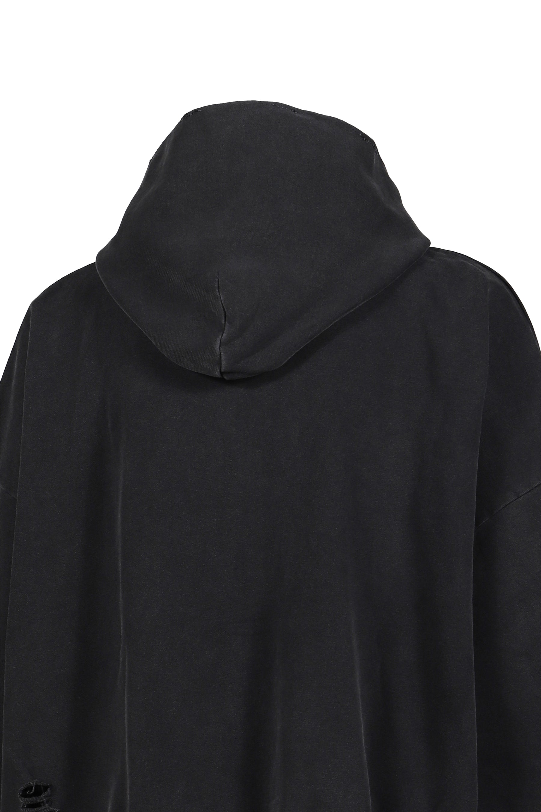 DISTRESSED SCRIPT ZIP-UP HOODIE / BLK
