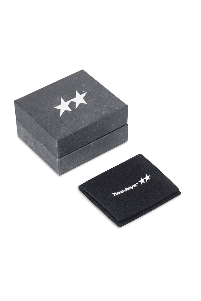 BLACK ENAMELED STARS BRACELET / SIL