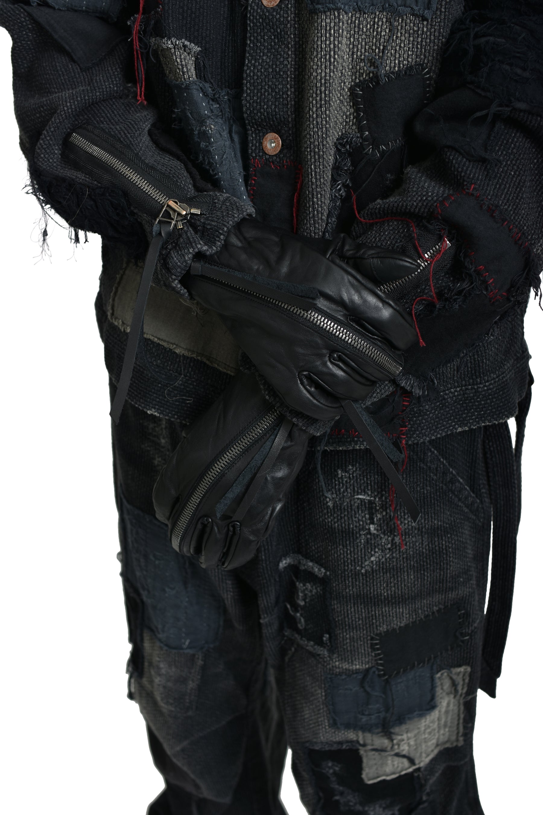 HORSE LEATHER ZIP GLOVE / BLK