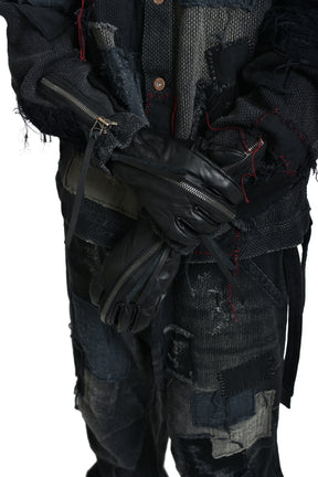 HORSE LEATHER ZIP GLOVE / BLK