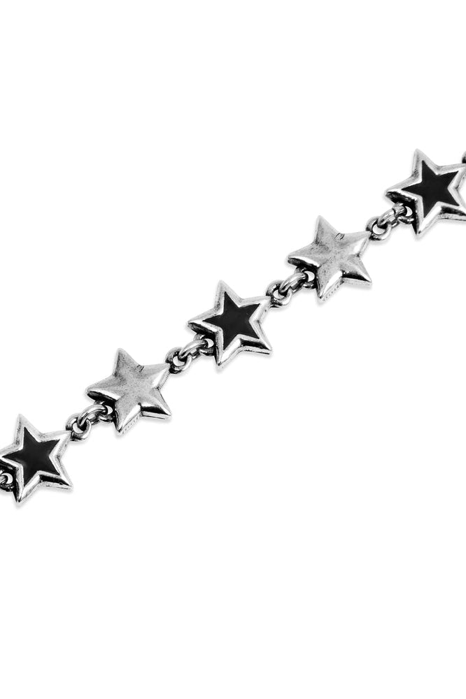 BLACK ENAMELED STARS BRACELET / SIL
