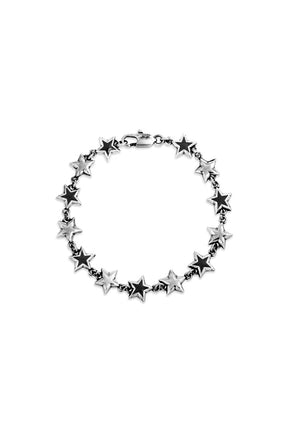 BLACK ENAMELED STARS BRACELET / SIL