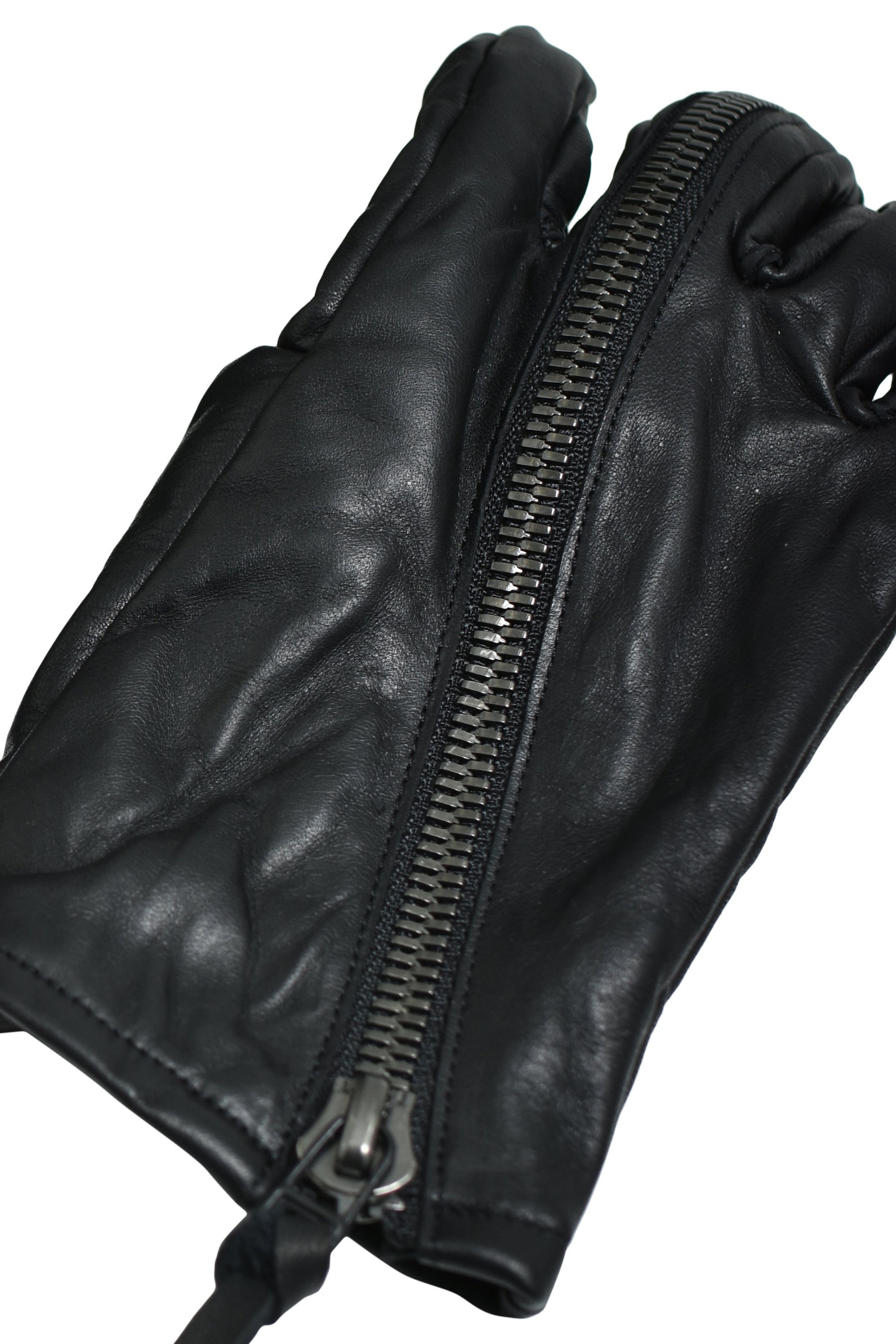 HORSE LEATHER ZIP GLOVE / BLK
