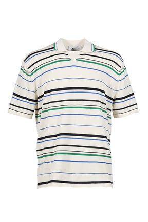 ADIDAS ORIGINALS BY WALES BONNER WB KNIT POLO / WONDER WHT/GRN/BLU