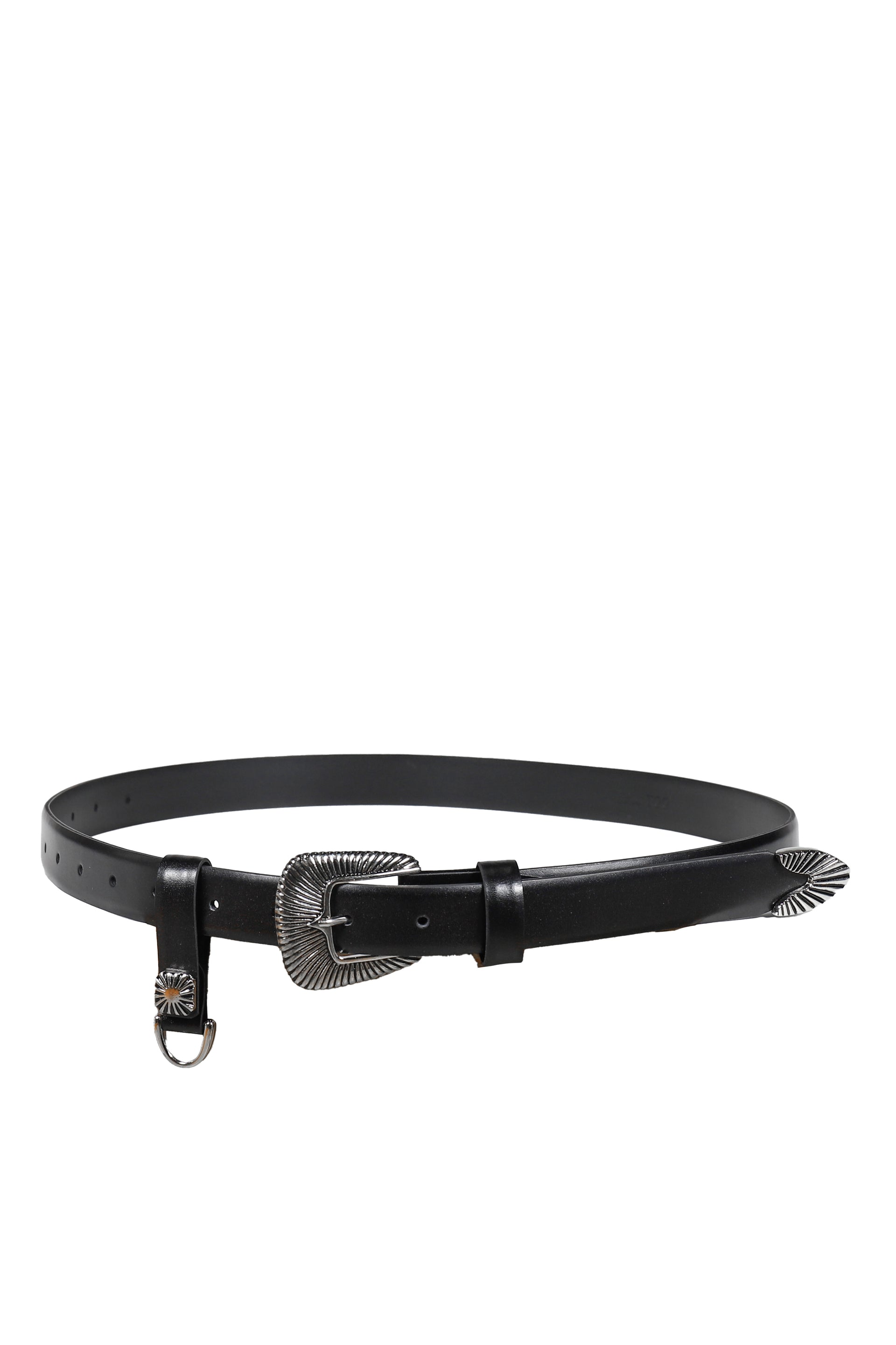 METAL BUCKLE BELT & KEY RING / BLK