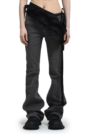 Open YY PLEATS LAYERED POUCH BELT / BLK