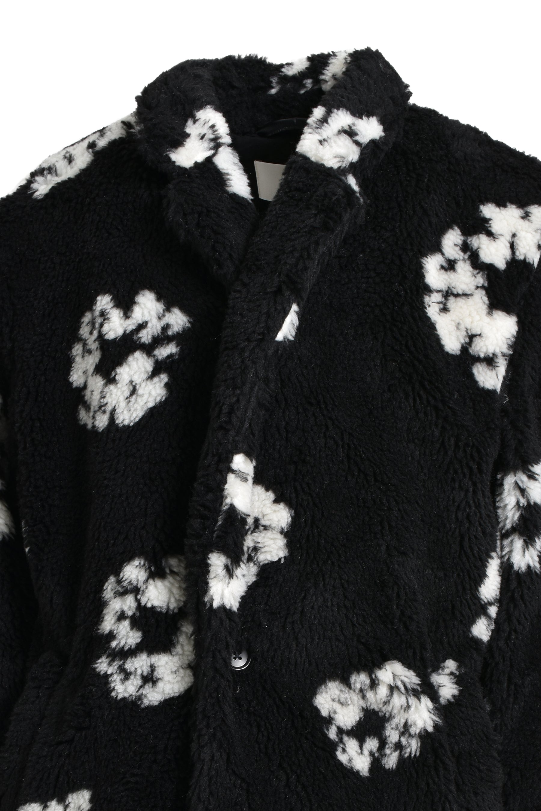 DT_FUR COAT/CT WREATH / BLK