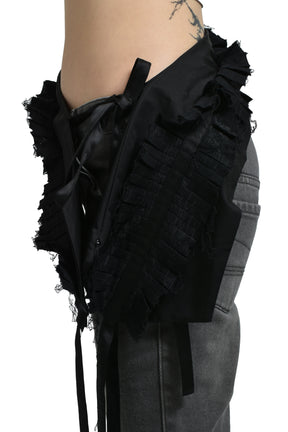 Open YY PLEATS LAYERED POUCH BELT / BLK