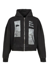 ZIP HOODIE 'MORE POISON DARLING' / WASHED BLK