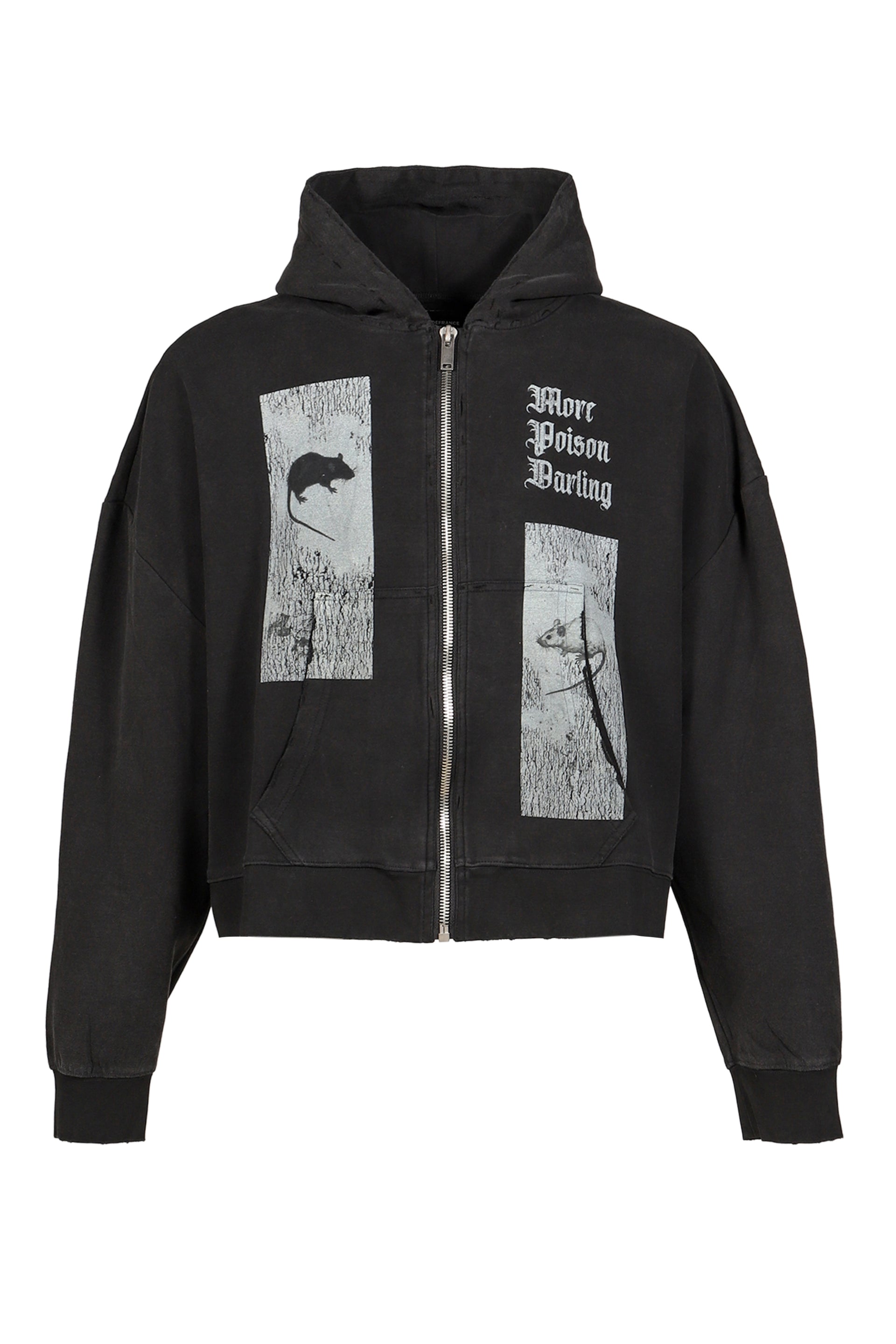 ZIP HOODIE 'MORE POISON DARLING' / WASHED BLK