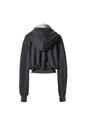 DETACHABLE SHIRT COLLAR HOOD ZIP-UP  / CHA