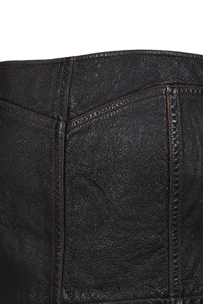 LEATHER MINI SKIRT / RETRO BLK