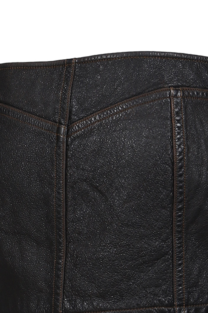 LEATHER MINI SKIRT / RETRO BLK