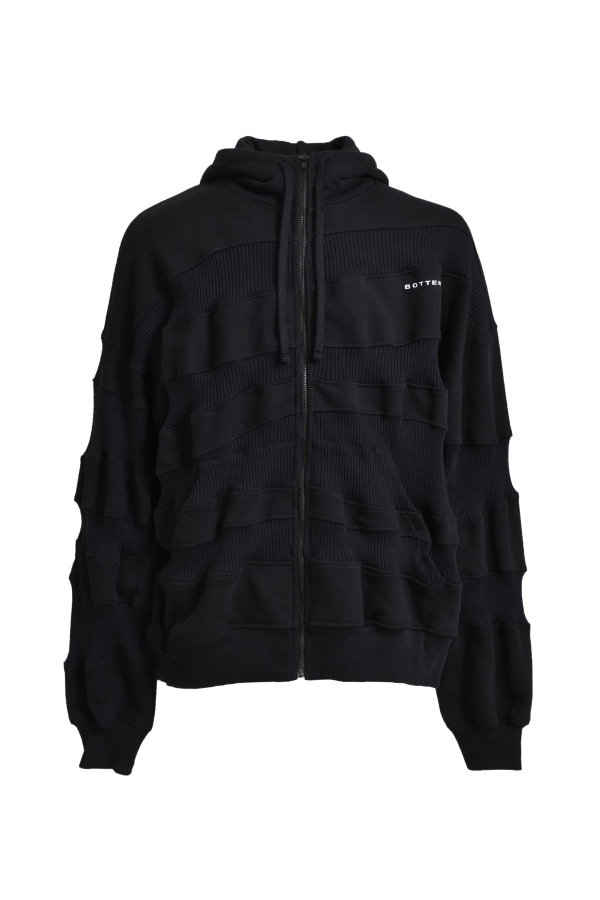 RIB ZIP HOODIE / BLK