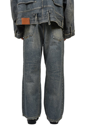 "RANDOM STICH" WIDE DENIM PANTS / IND