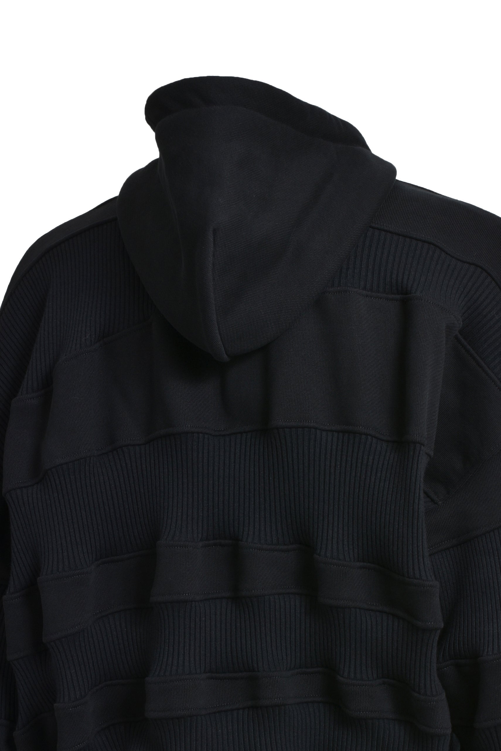 RIB ZIP HOODIE / BLK