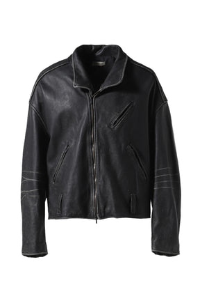 LEATHER MOTORCYCLE JACKET / BLK