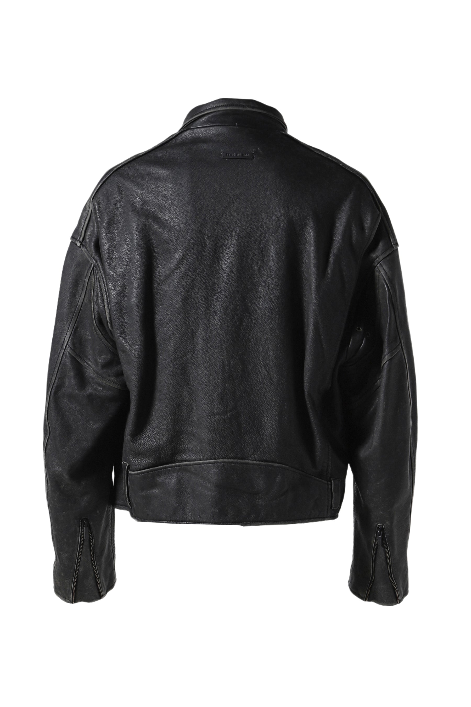 LEATHER MOTORCYCLE JACKET / BLK