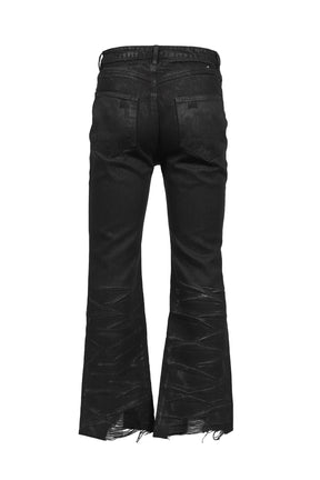 LACE UP JEANS / WAXED BLK