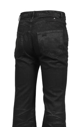 LACE UP JEANS / WAXED BLK