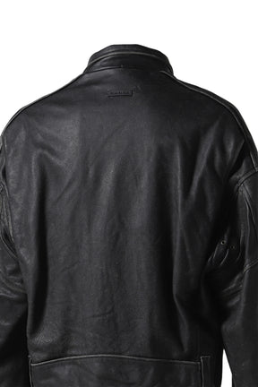 LEATHER MOTORCYCLE JACKET / BLK