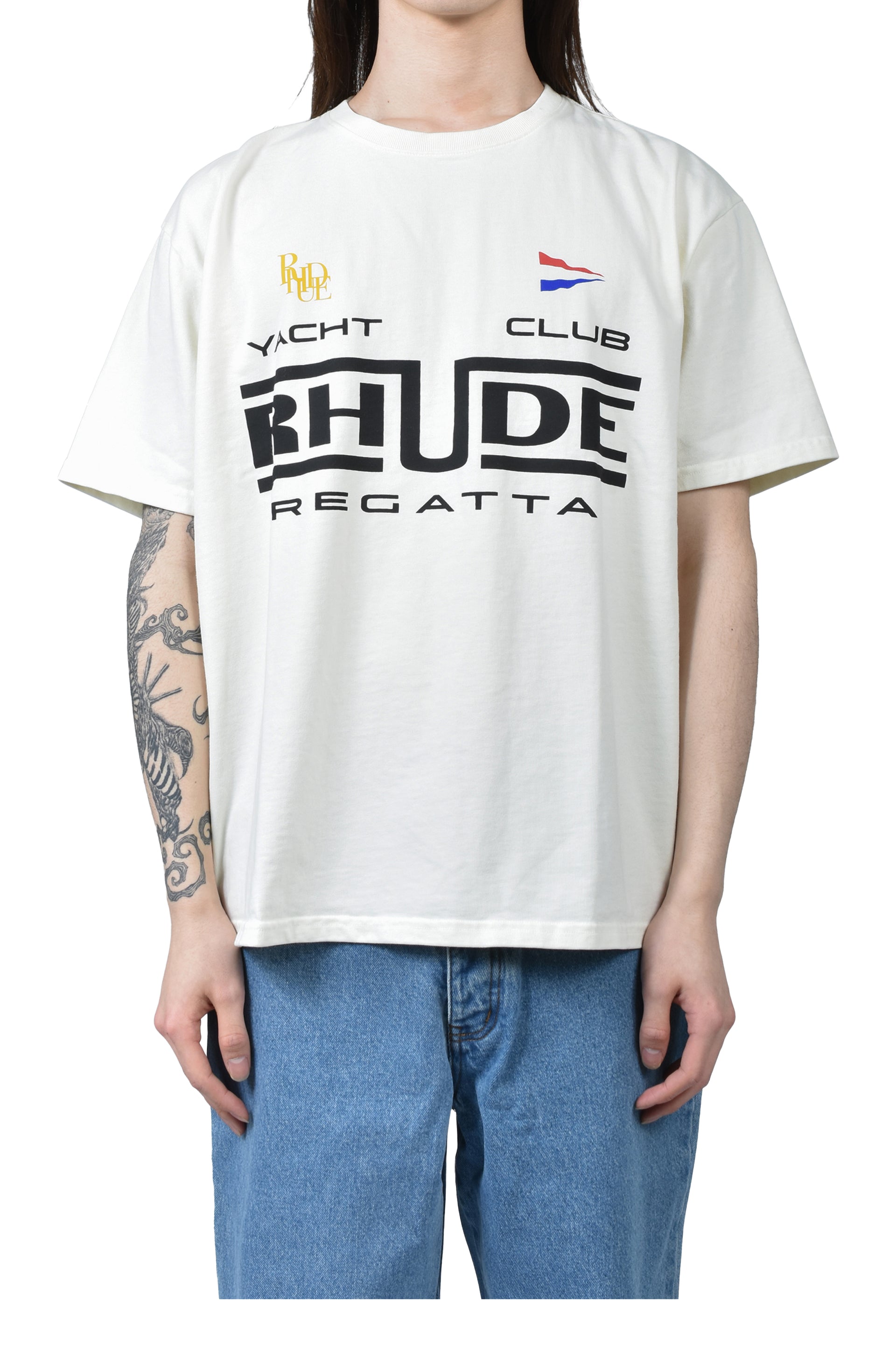 RHUDE REGATTA CLUB TEE / VTG WHT