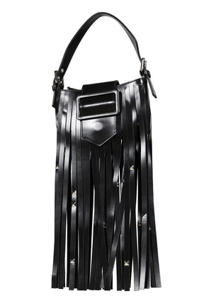 MINI FRINGE BAG LEATHER / BLK