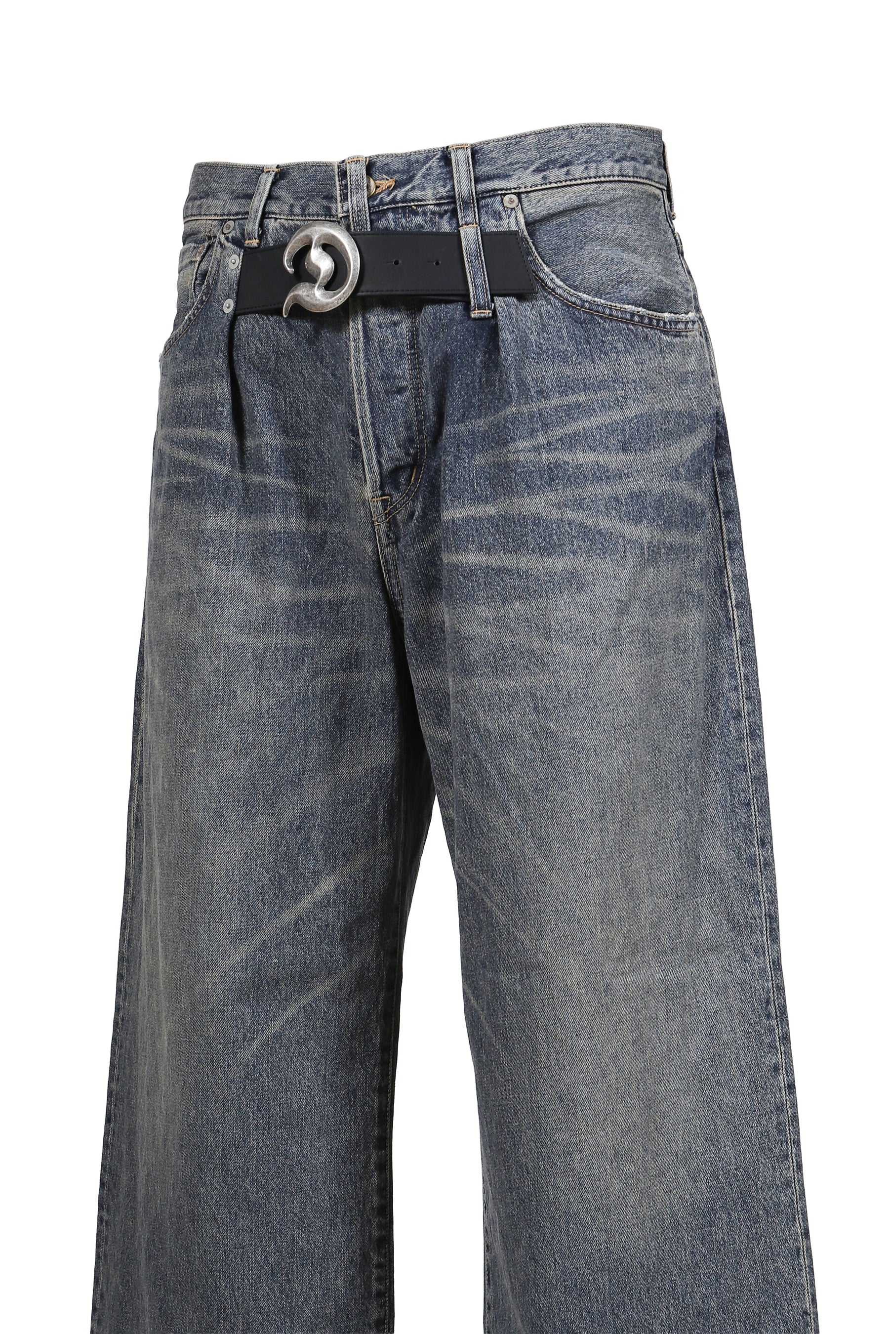 "D"BUCKLE SUPER WIDE DENIM PANTS / IND 
